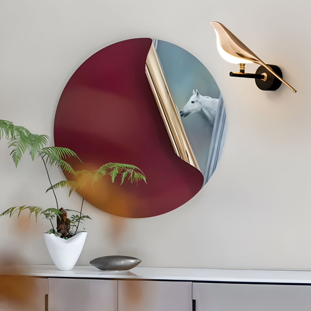Applique murale dorée oiseau LED rotative