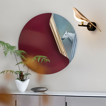 Applique murale dorée oiseau LED rotative