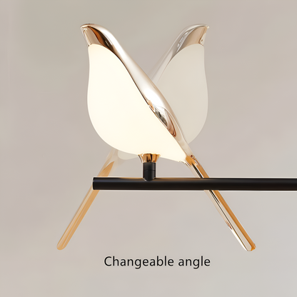 Applique murale dorée oiseau LED rotative
