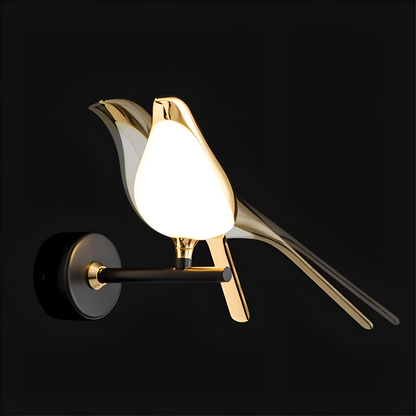 Applique murale dorée oiseau LED rotative