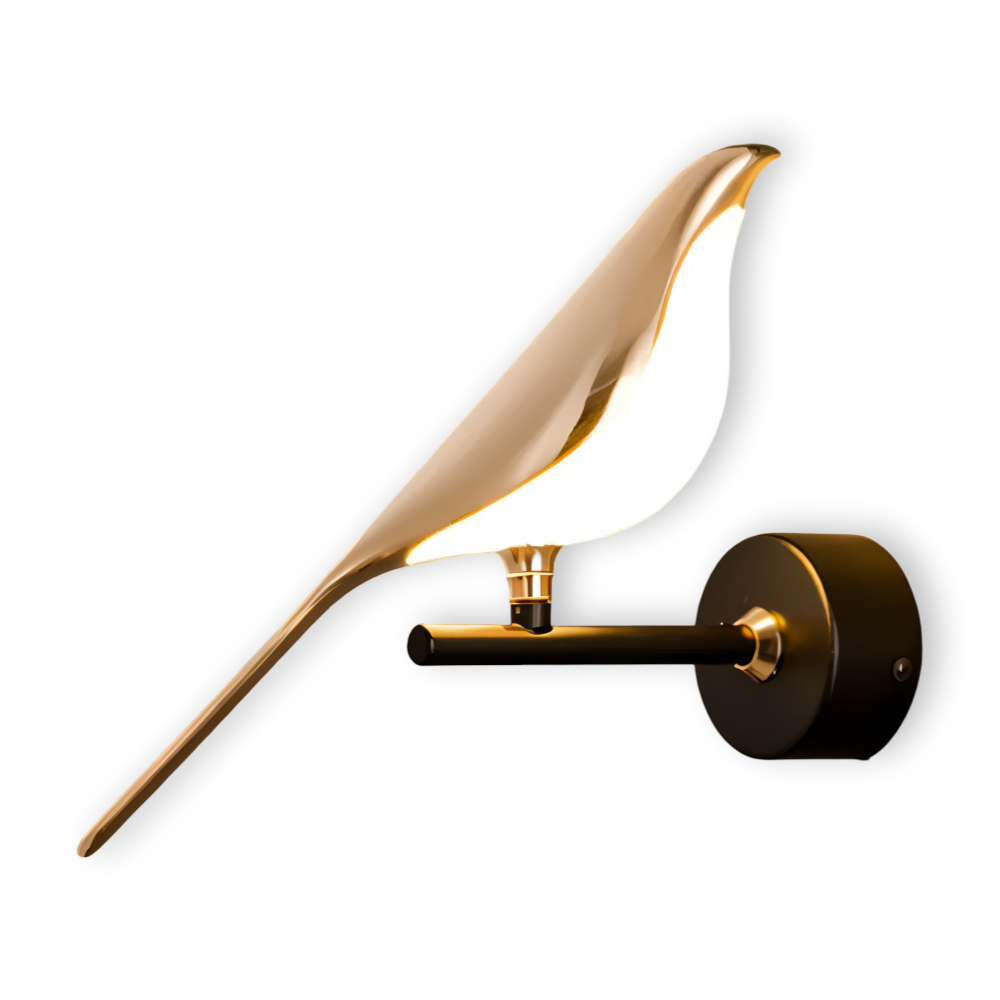 Applique murale dorée oiseau LED rotative