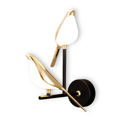 Applique murale dorée oiseau LED rotative
