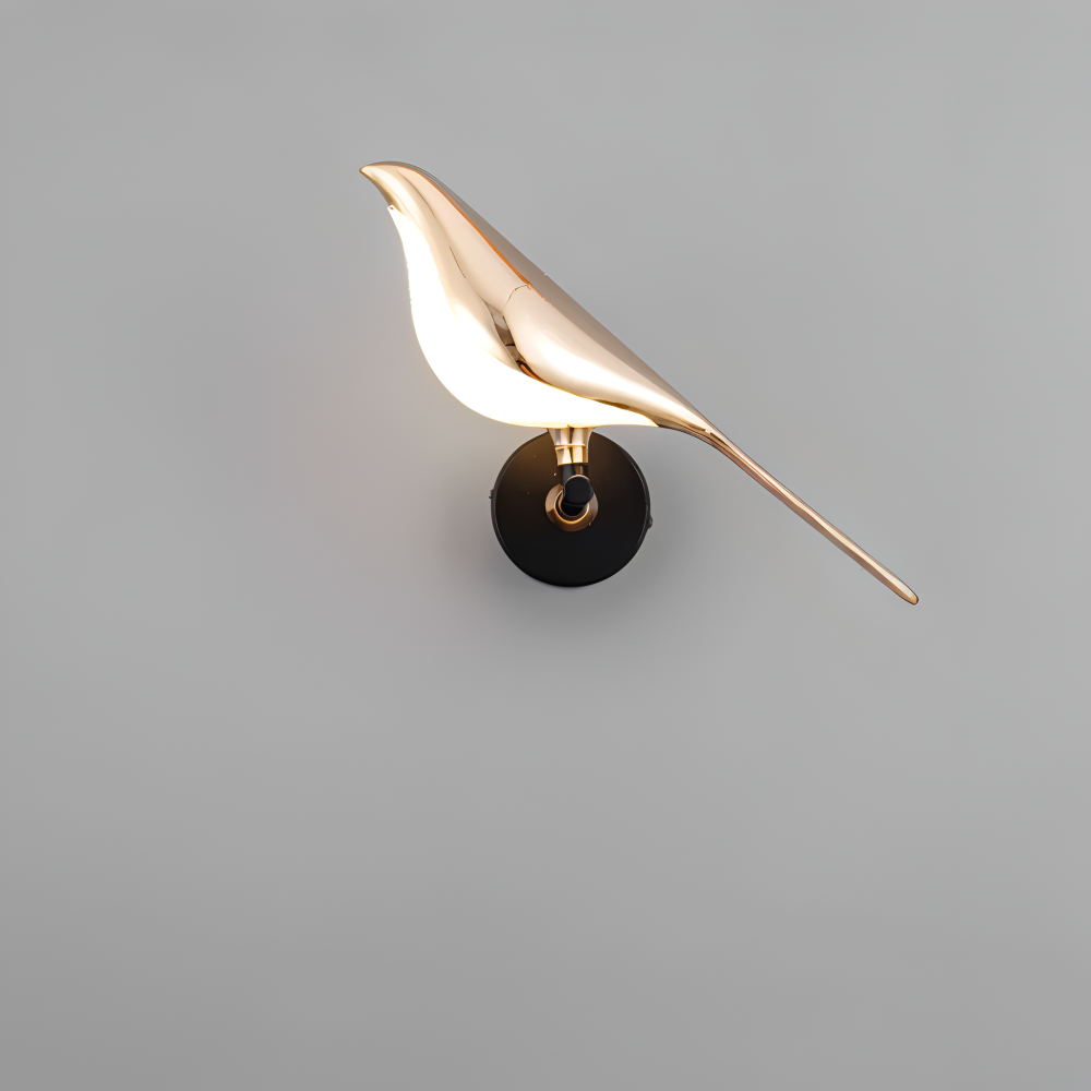 Applique murale dorée oiseau LED rotative