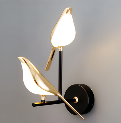 Applique murale dorée oiseau LED rotative