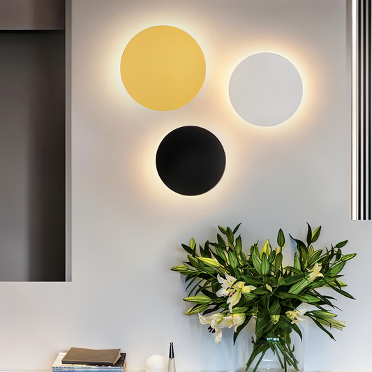 Applique murale ronde en métal LED lumière chaude
