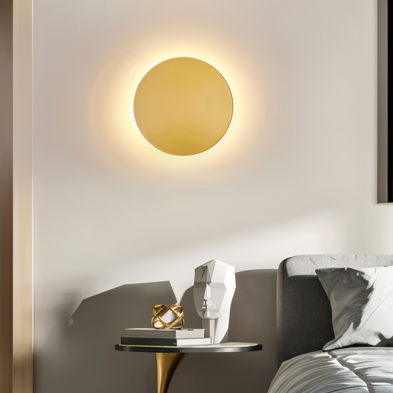 Applique murale ronde en métal LED lumière chaude