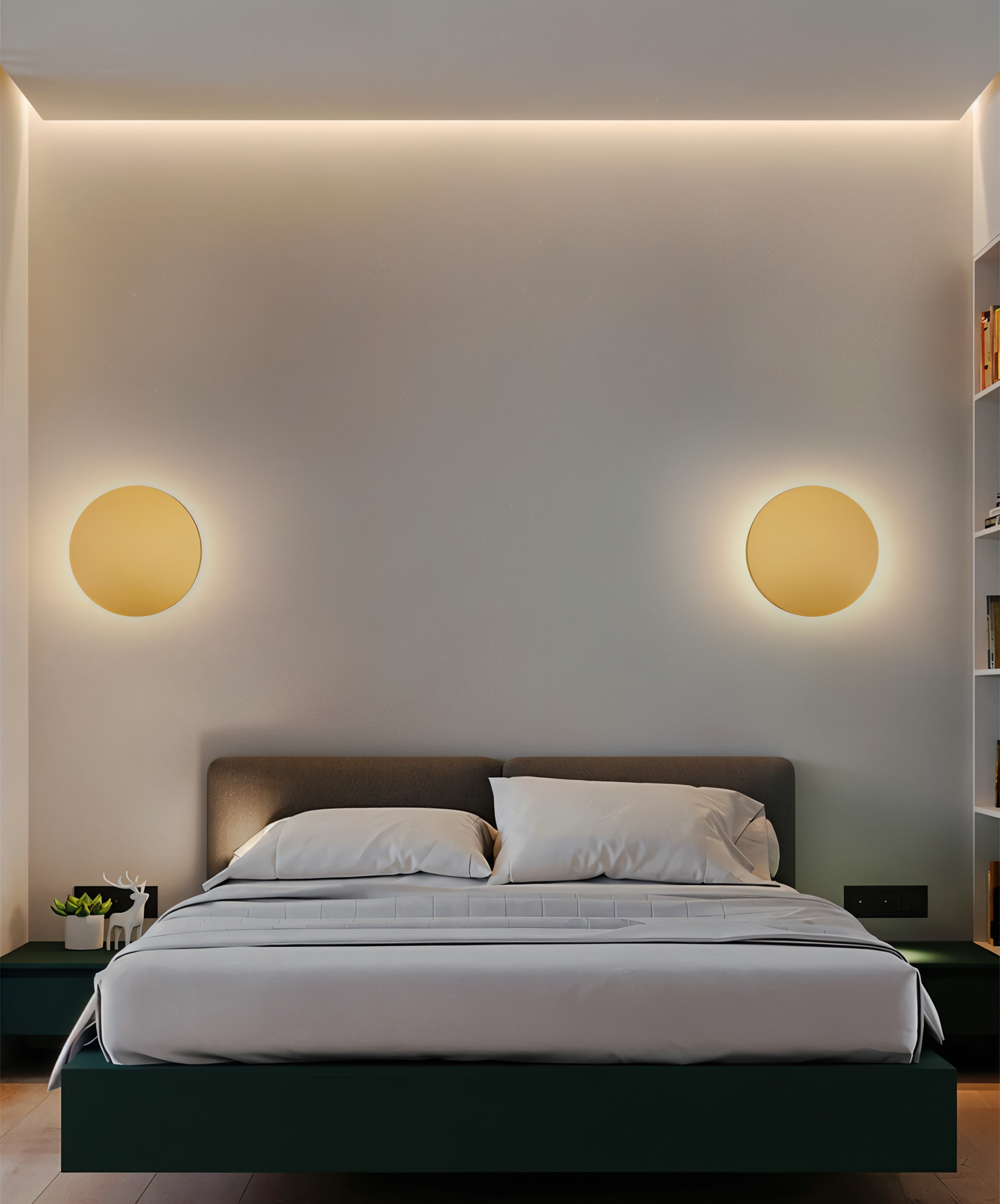 Applique murale ronde en métal LED lumière chaude