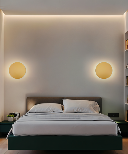 Applique murale ronde en métal LED lumière chaude