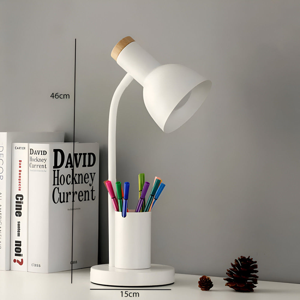 Lampe de bureau LED avec pot à crayons intégré