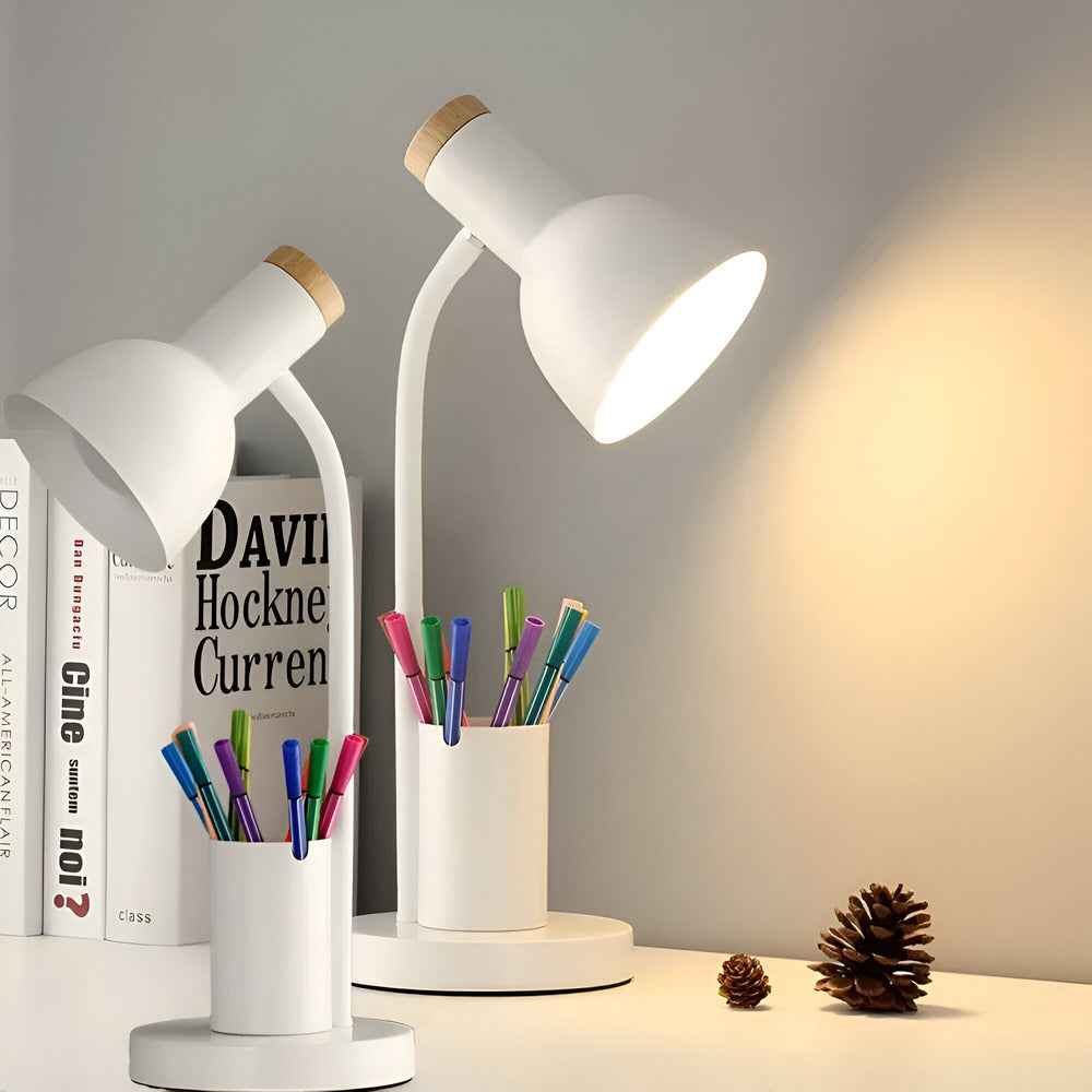 Lampe de bureau LED avec pot à crayons intégré
