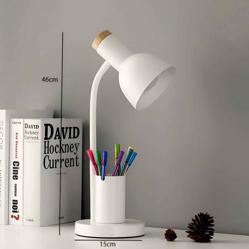 Lampe de bureau LED avec pot à crayons intégré